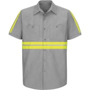 VF IMAGEWEAR Red Kap® Enhanced Visibility Industrial Short Sleeve Work Shirt, Gray, Poly/Cotton, Tall, XL SP24EGSSLXL